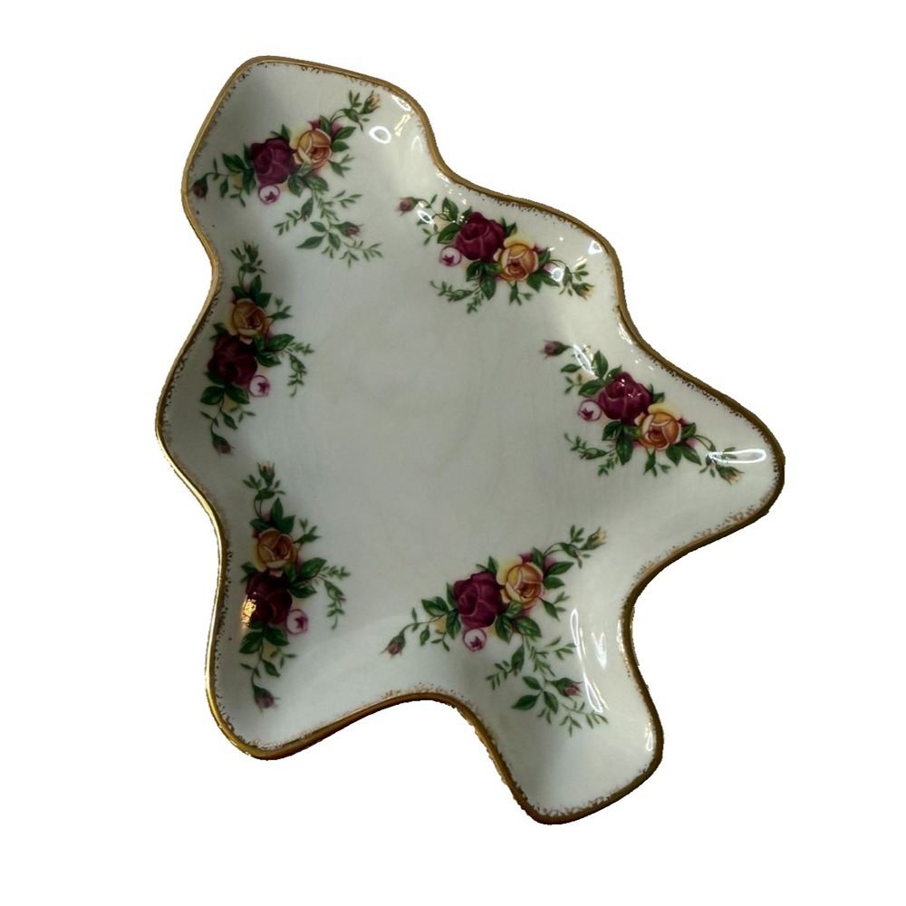 Royal Albert Old Country Roses Christmas Tree Shape Candy Dish Porcelain England